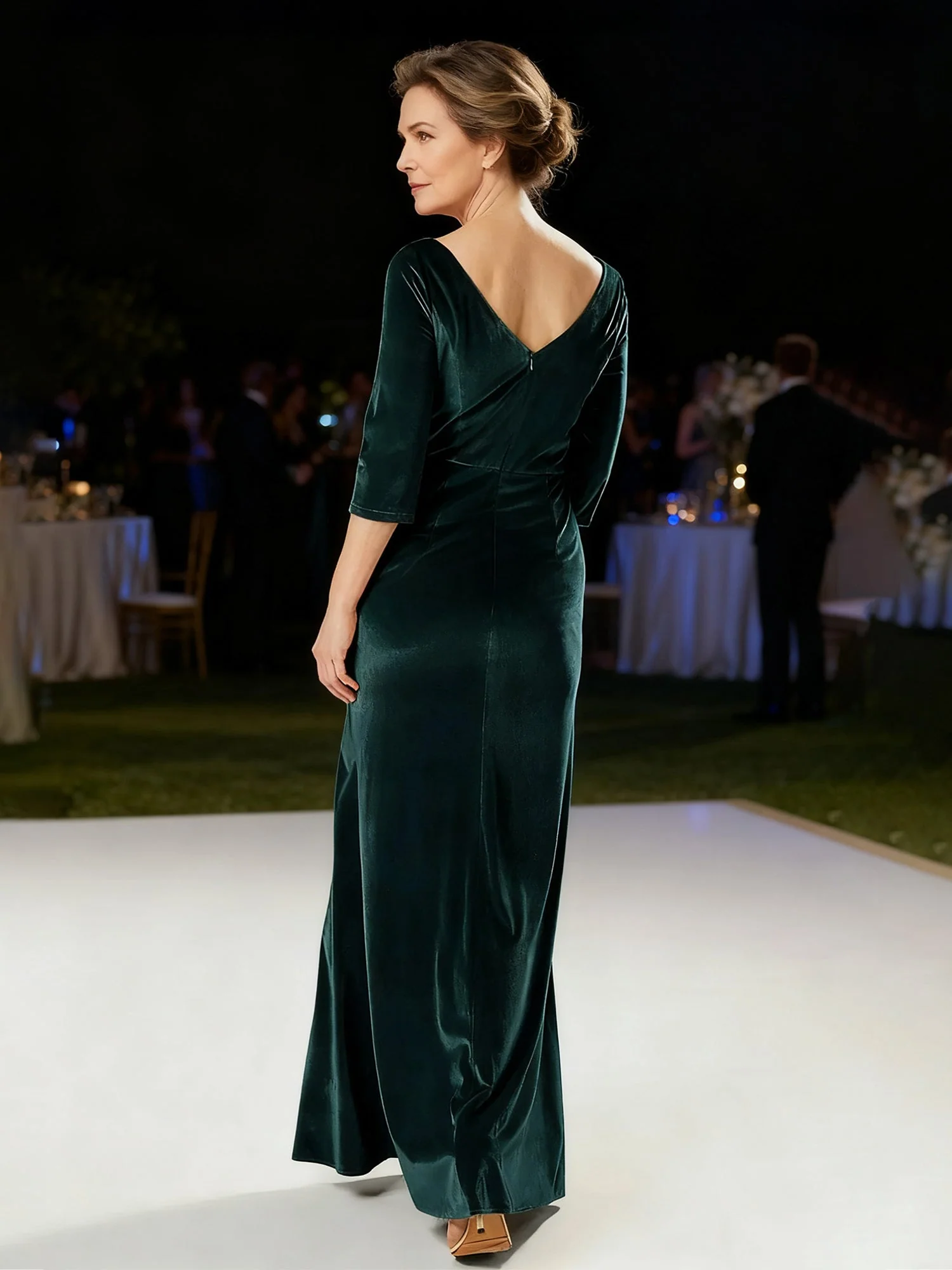 Classic Column Silhouette Formal Attire Slate Blue - Image 2