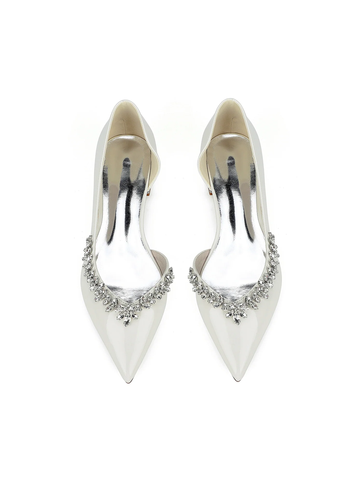 Luxury Crystal Pointed Toe Leather Chunky Heels - Image 4