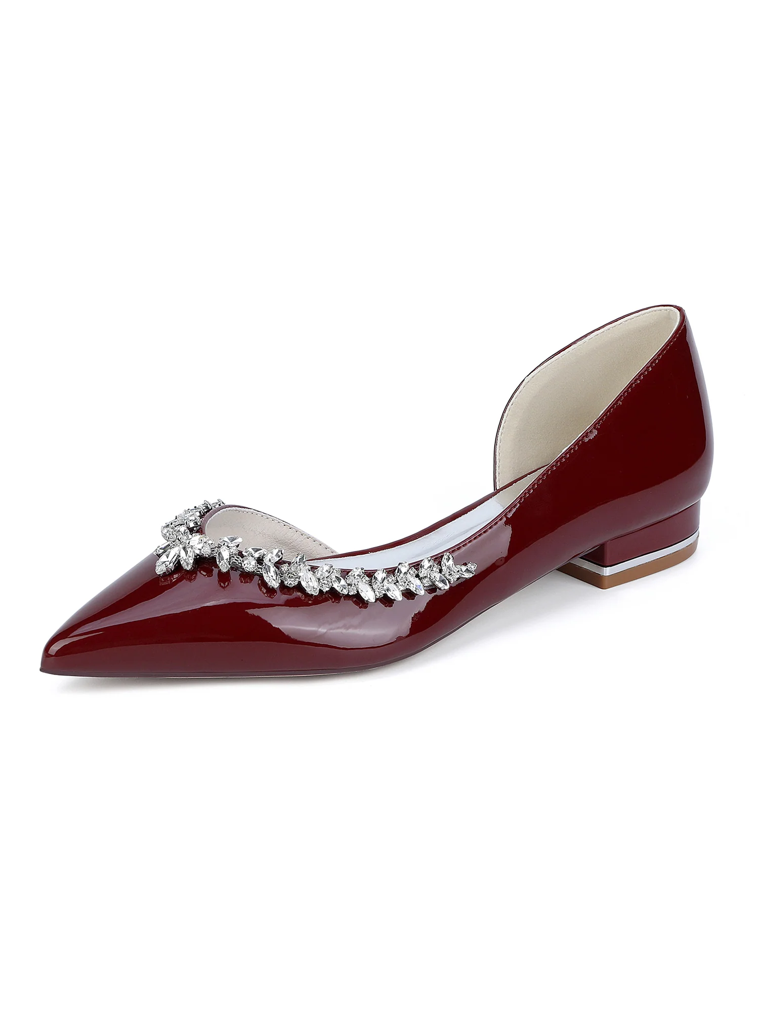Luxury Crystal Pointed Toe Leather Chunky Heels - Image 7