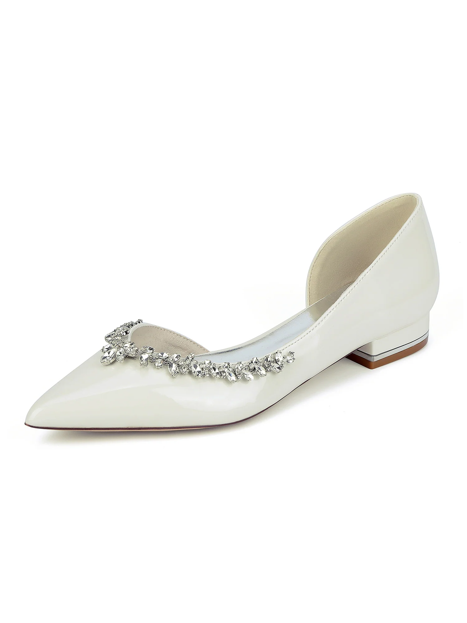 Luxury Crystal Pointed Toe Leather Chunky Heels - Image 8