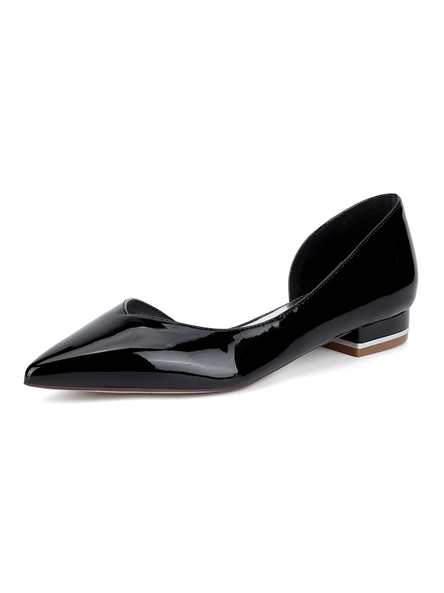 Luxury Pointed Toe Leather Chunky Heels
