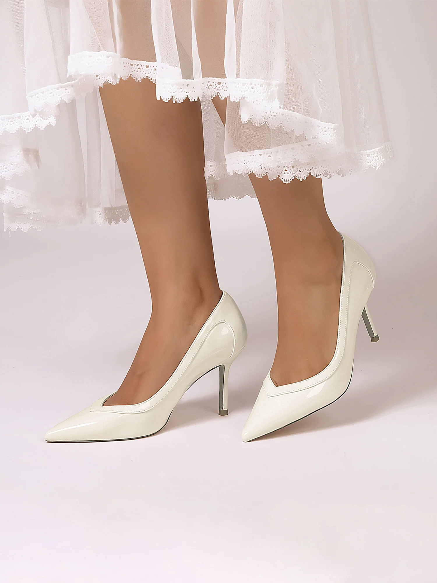 Luxury Pointed Toe Leather High Heels - Image 3