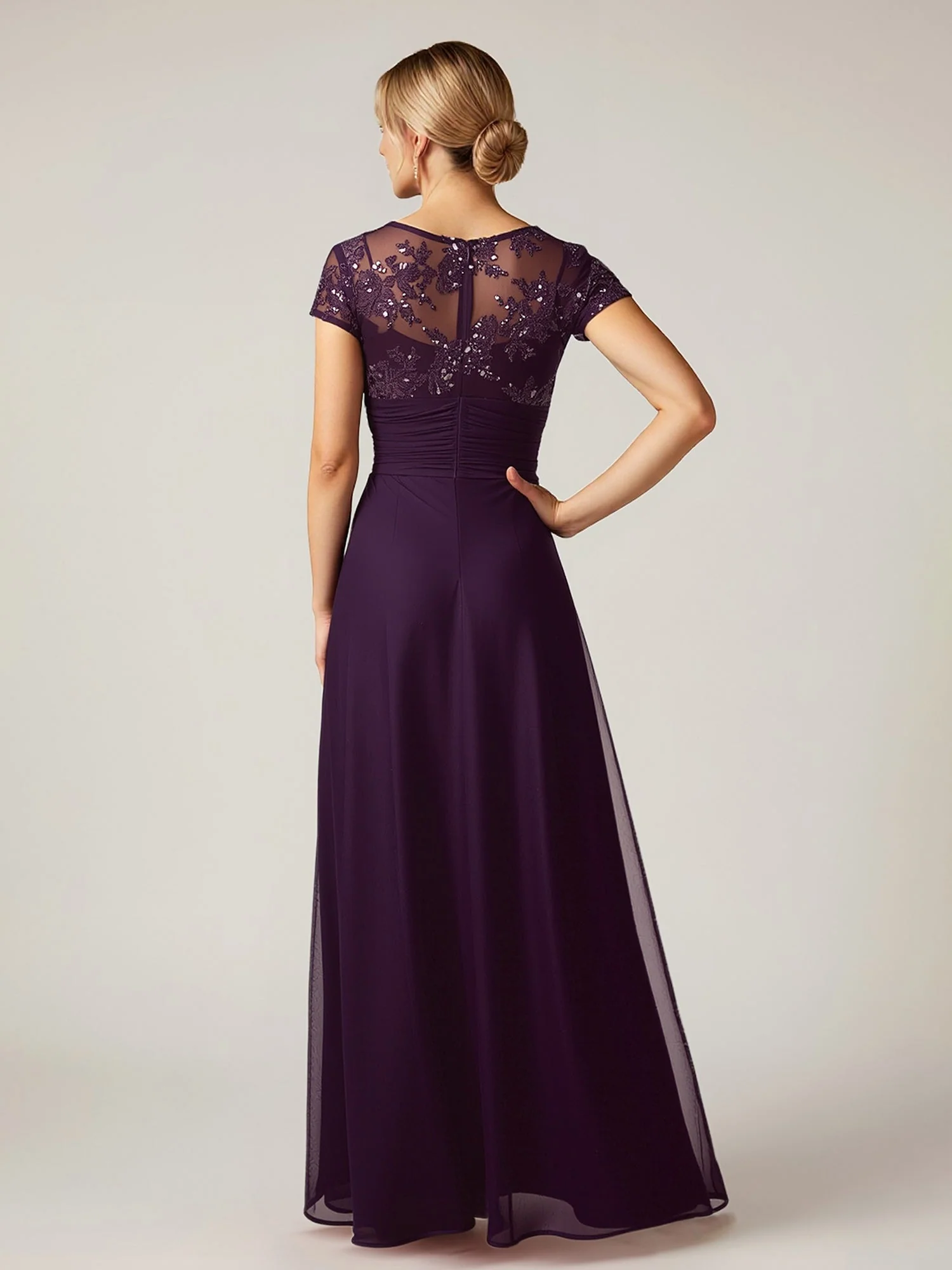Cap Sleeve Embellished Top A-Line Formal Dress Dusty Sage - Image 2