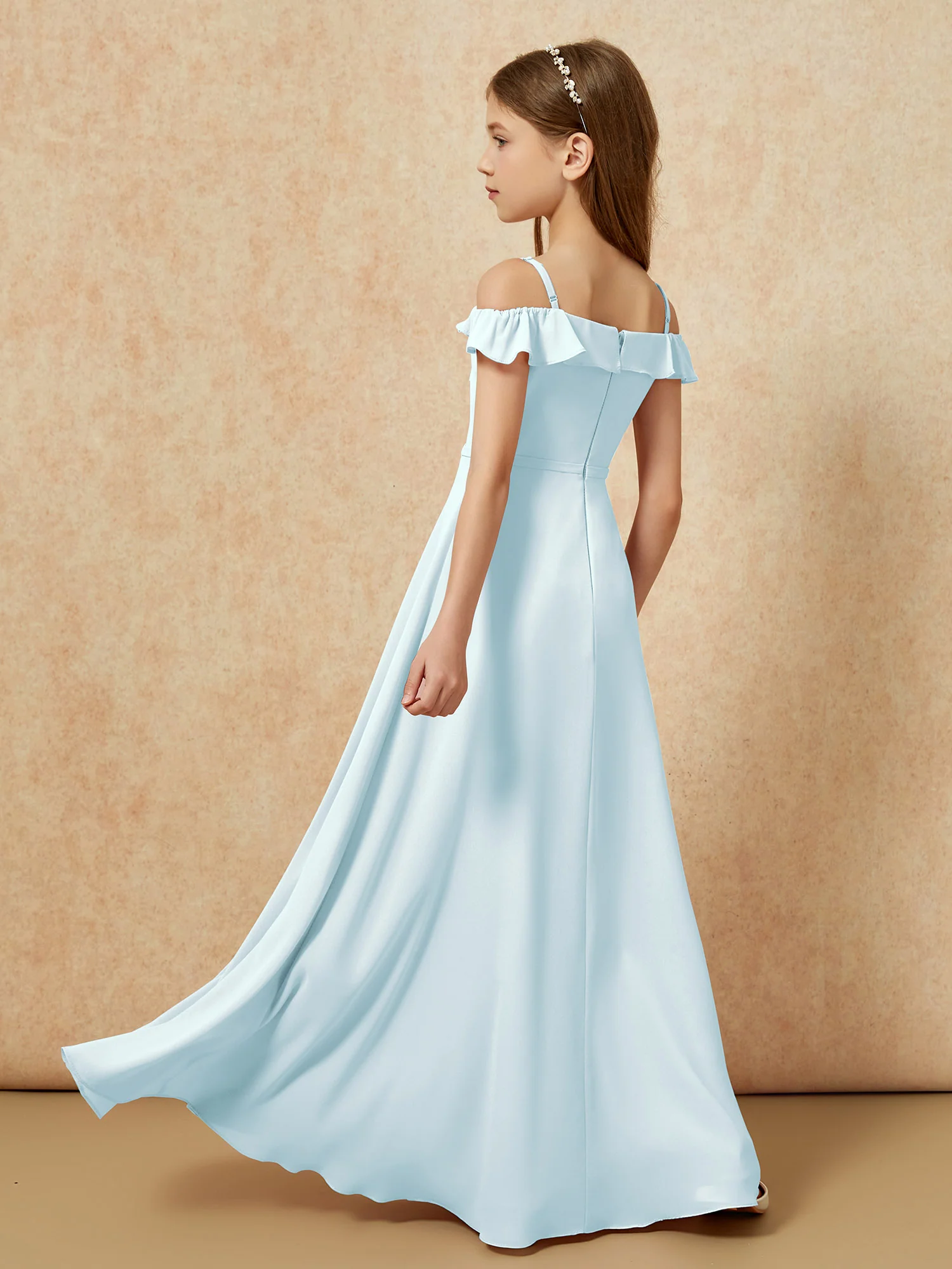 Off-the-shoulder A-Line Junior Bridesmaid Dresses Mist - Image 2