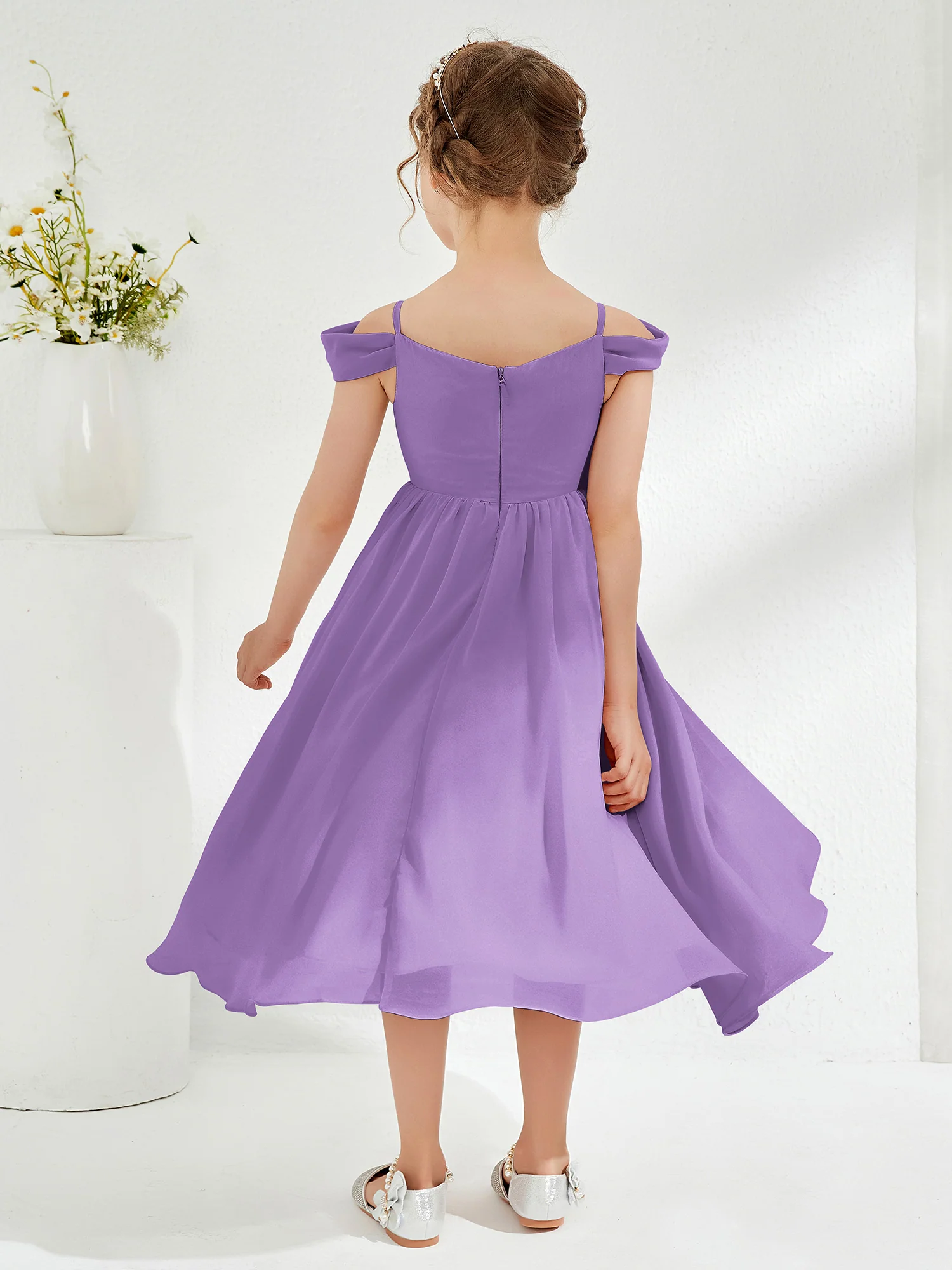Off-the-shoulder Pleated Girl's Dress Tahiti - Image 2