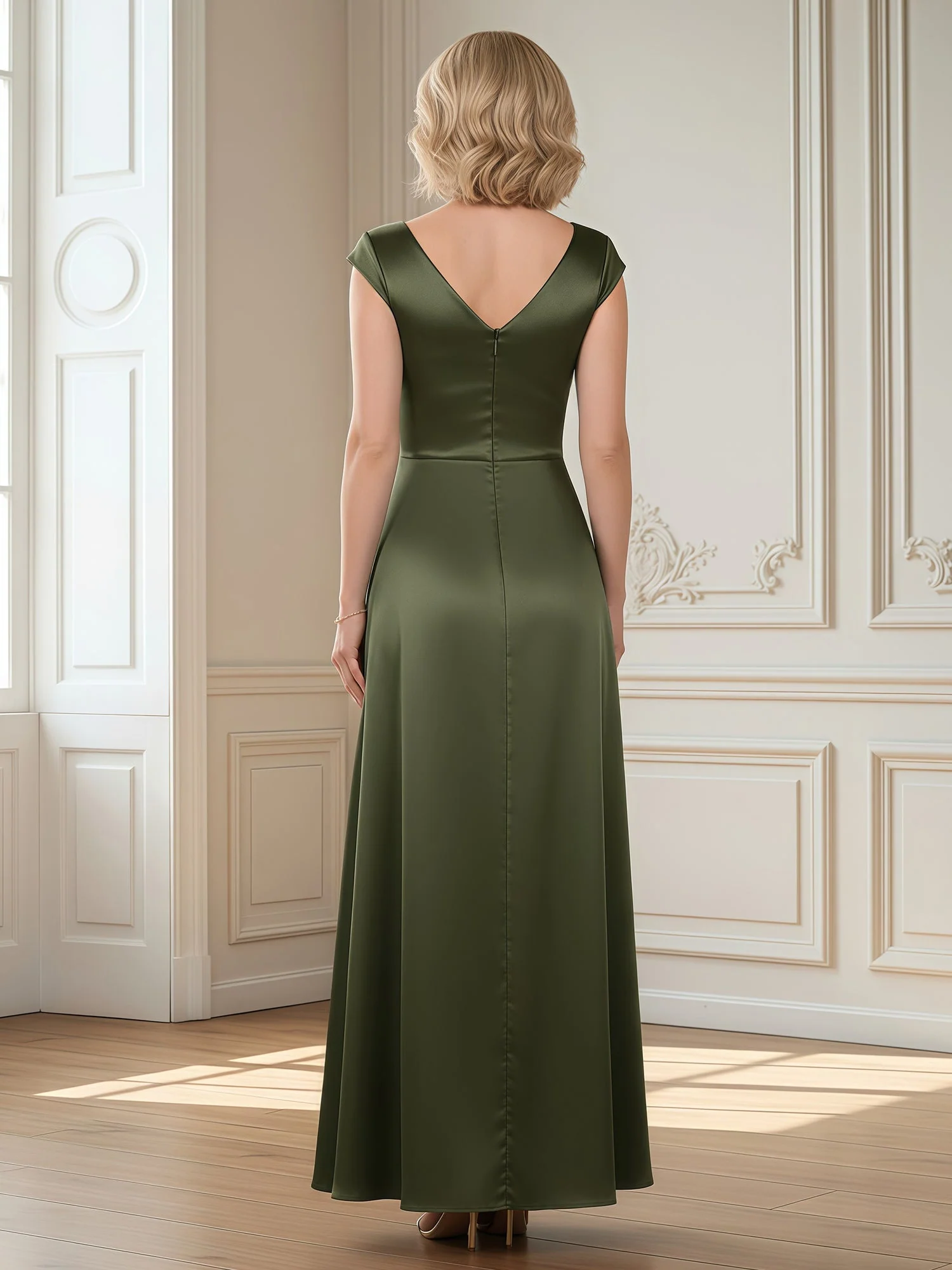 A-Line Maxi Dress with Side Tie Detail and Slit Lilac - Image 2