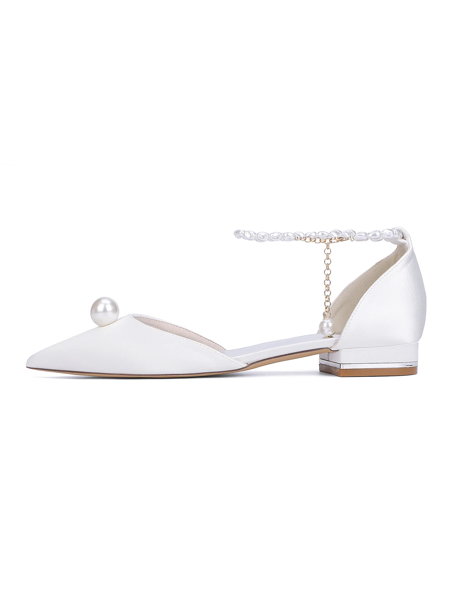 Pearl Ankle Strap Pointed Toe Women's Flats - Image 5