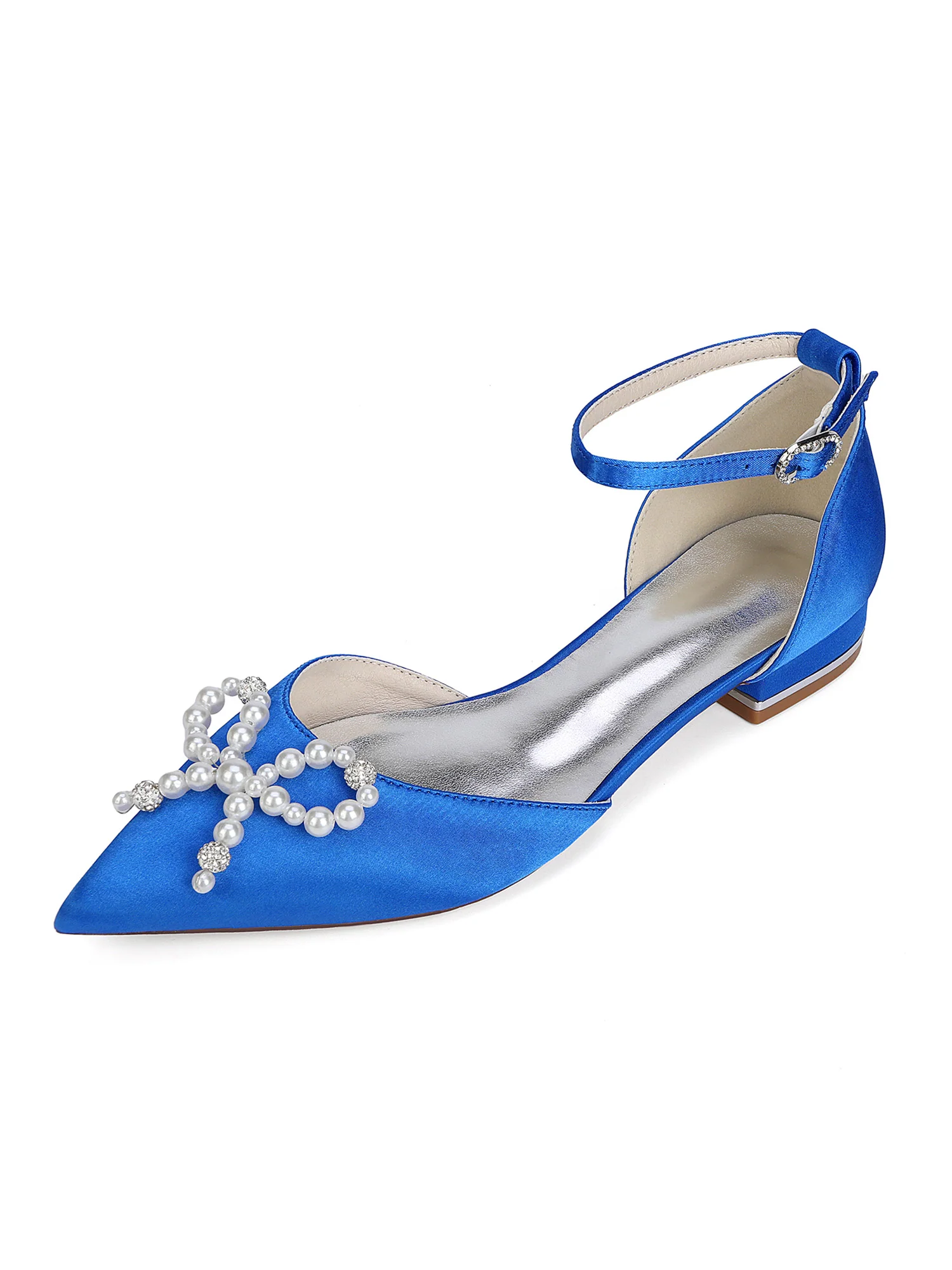 Pearl Satin Pointed Toe Women's Flats - Image 12