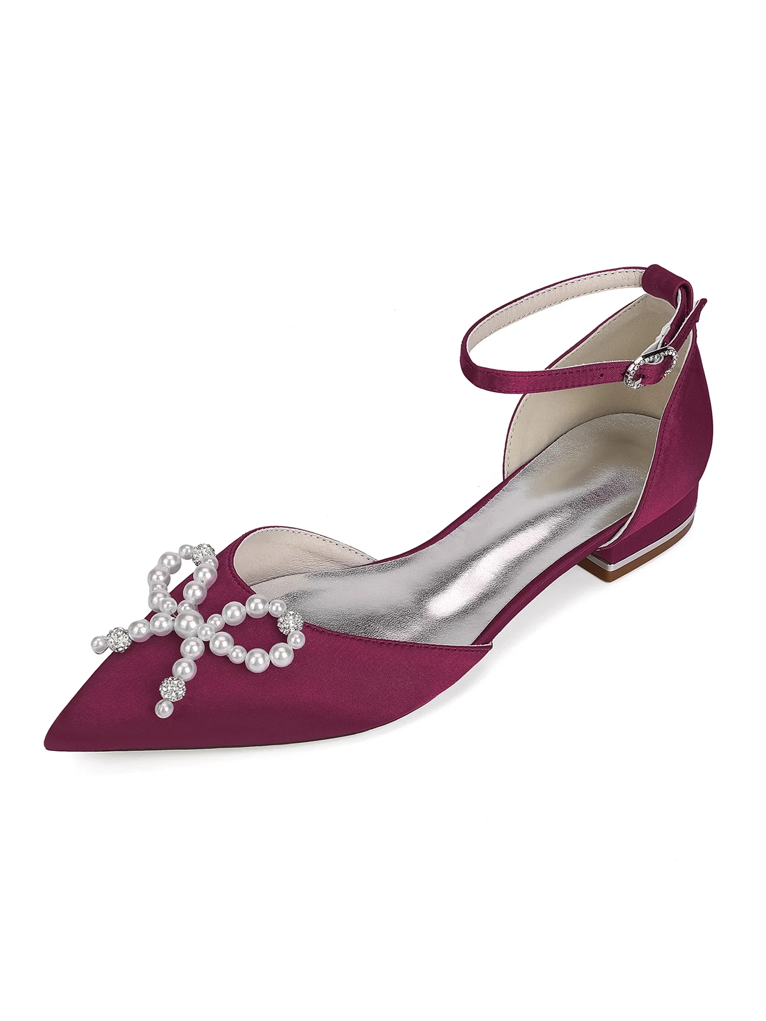 Pearl Satin Pointed Toe Women's Flats - Image 7