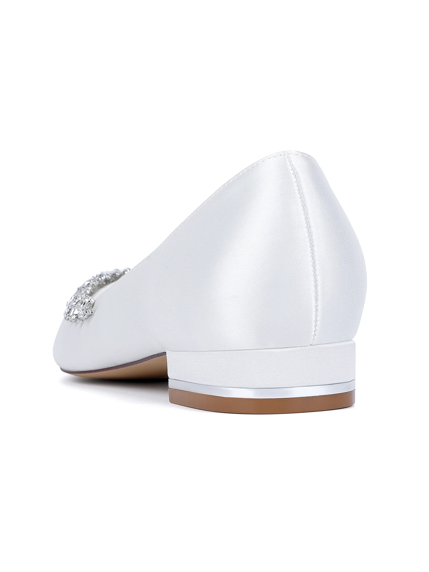 Retro Pointed Toe Faux Silk Crystal Slingback Chunky Heels - Image 4