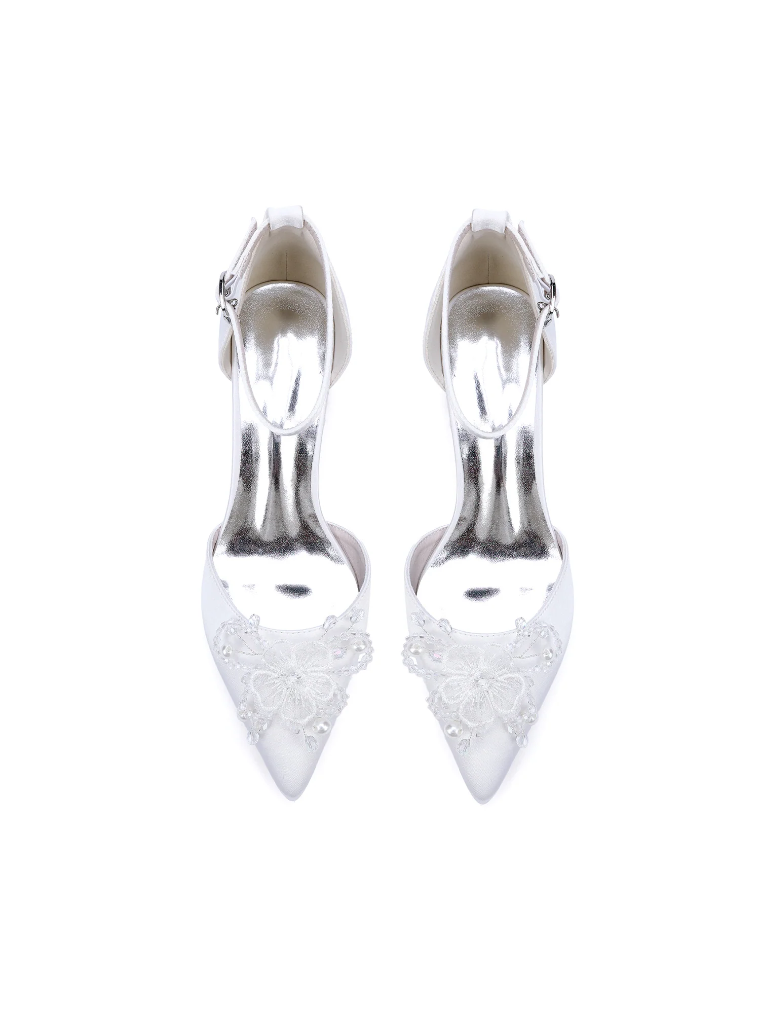 Satin Pointed Toe Heels with Applique - Image 4