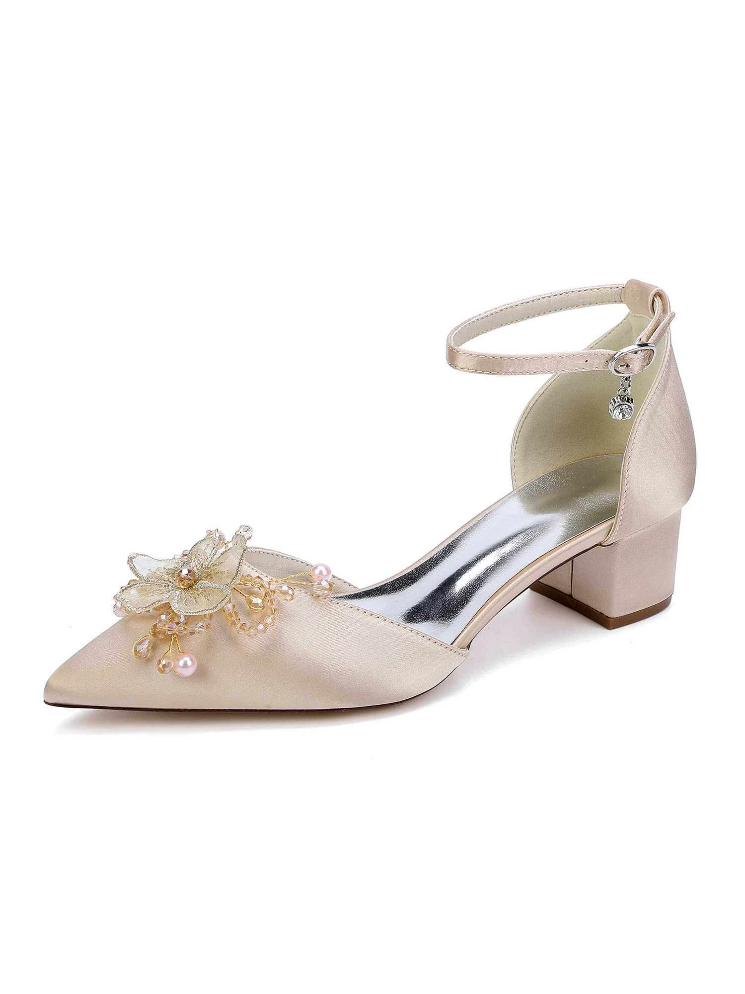 Satin Pointed Toe Heels with Applique - Image 8