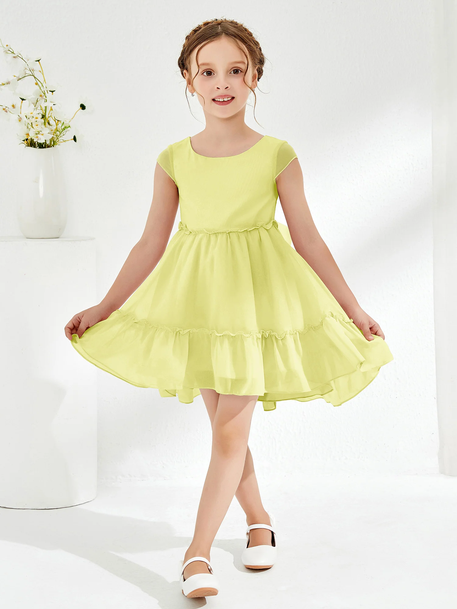 Scoop Chiffon Girl's Knee-Length Dress Daffodil - Image 3