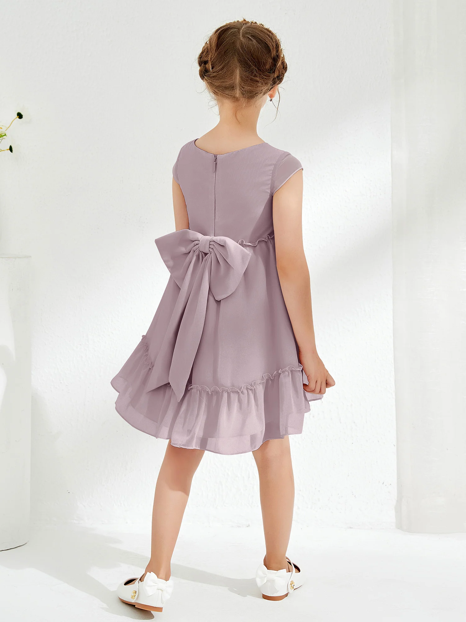 Scoop Chiffon Girl's Knee-Length Dress Dusk - Image 2