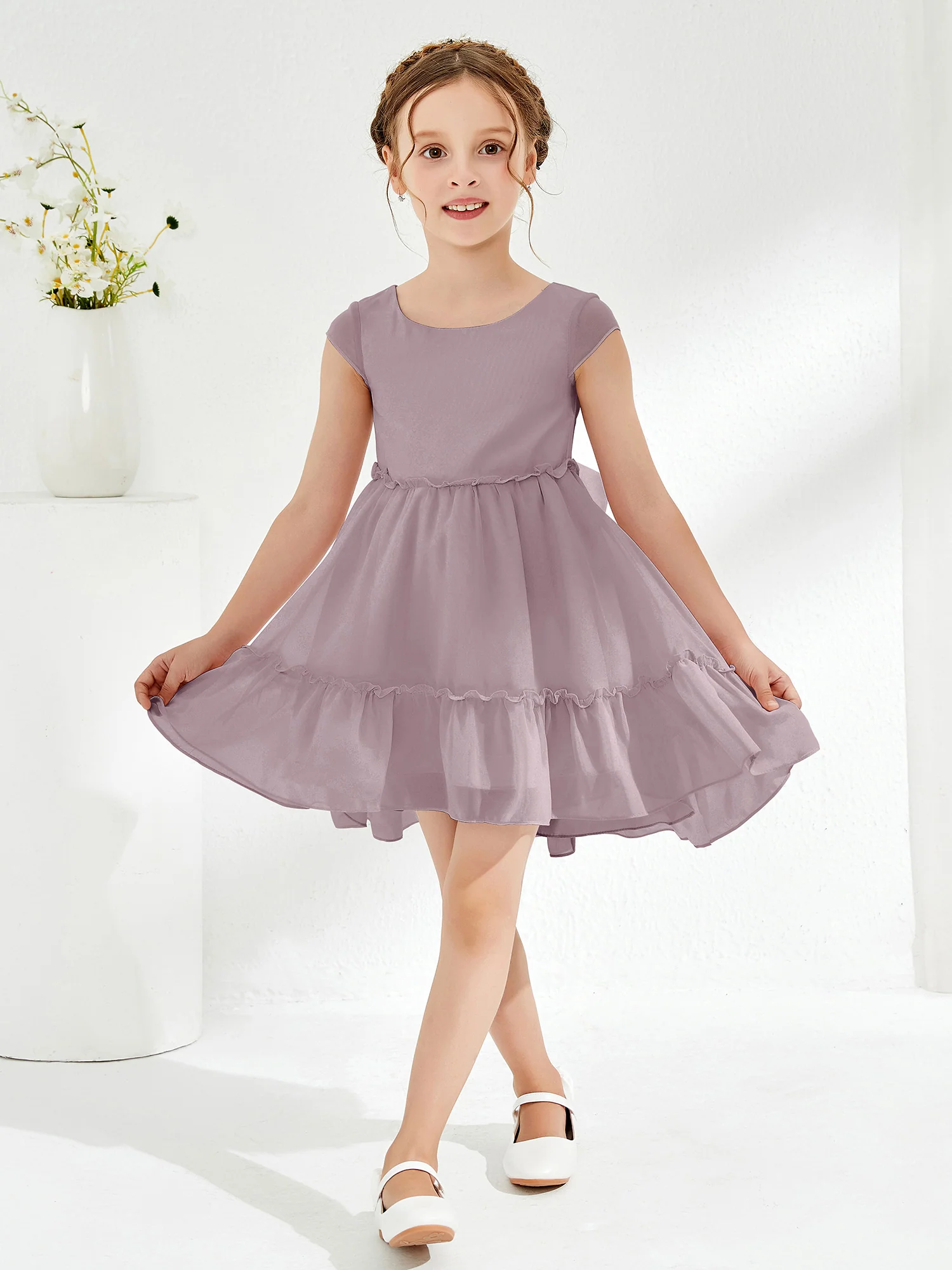 Scoop Chiffon Girl's Knee-Length Dress Dusk - Image 3
