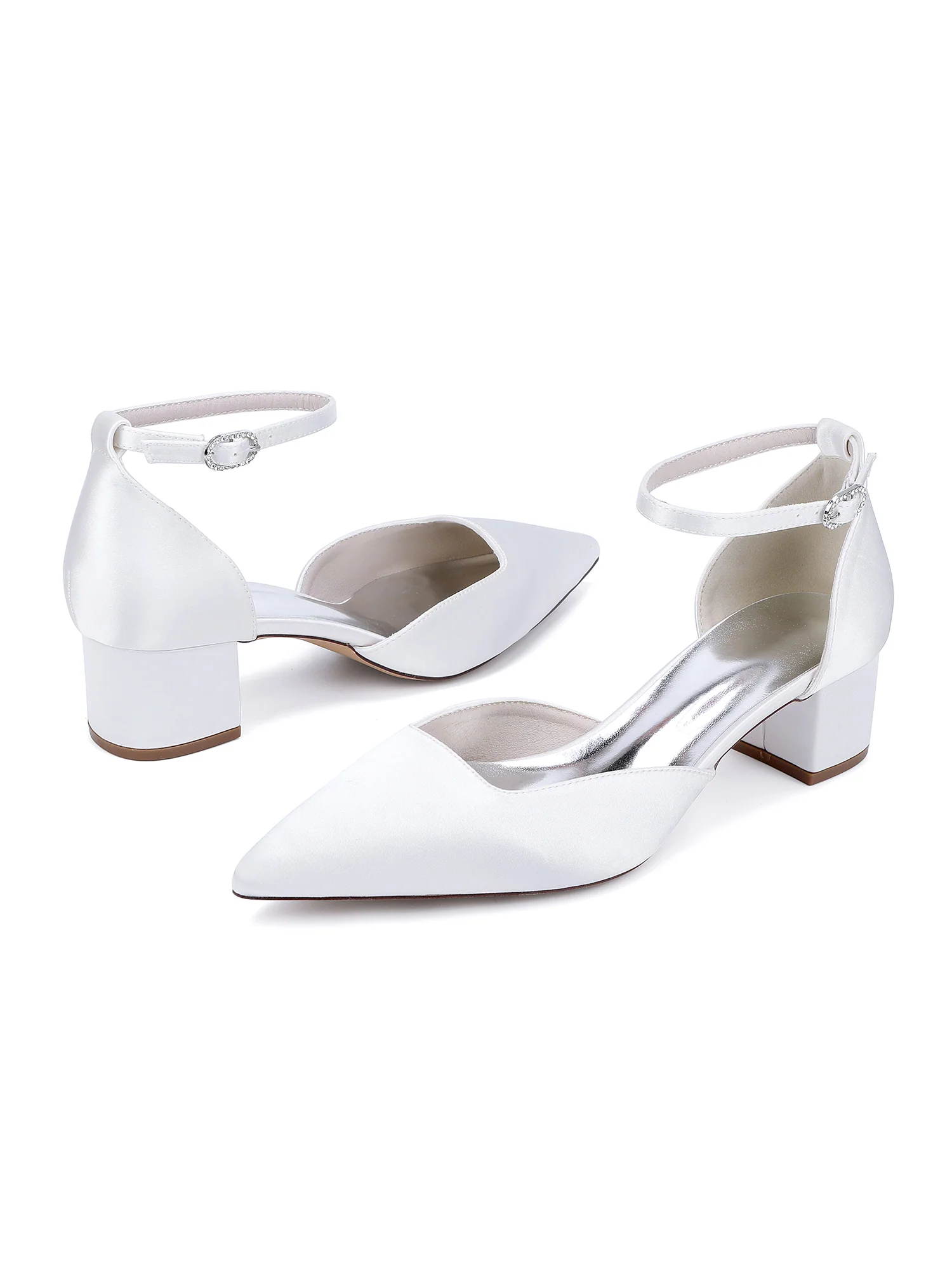 Simple Chunky Heel Pointed Toe Wedding Shoes - Image 6