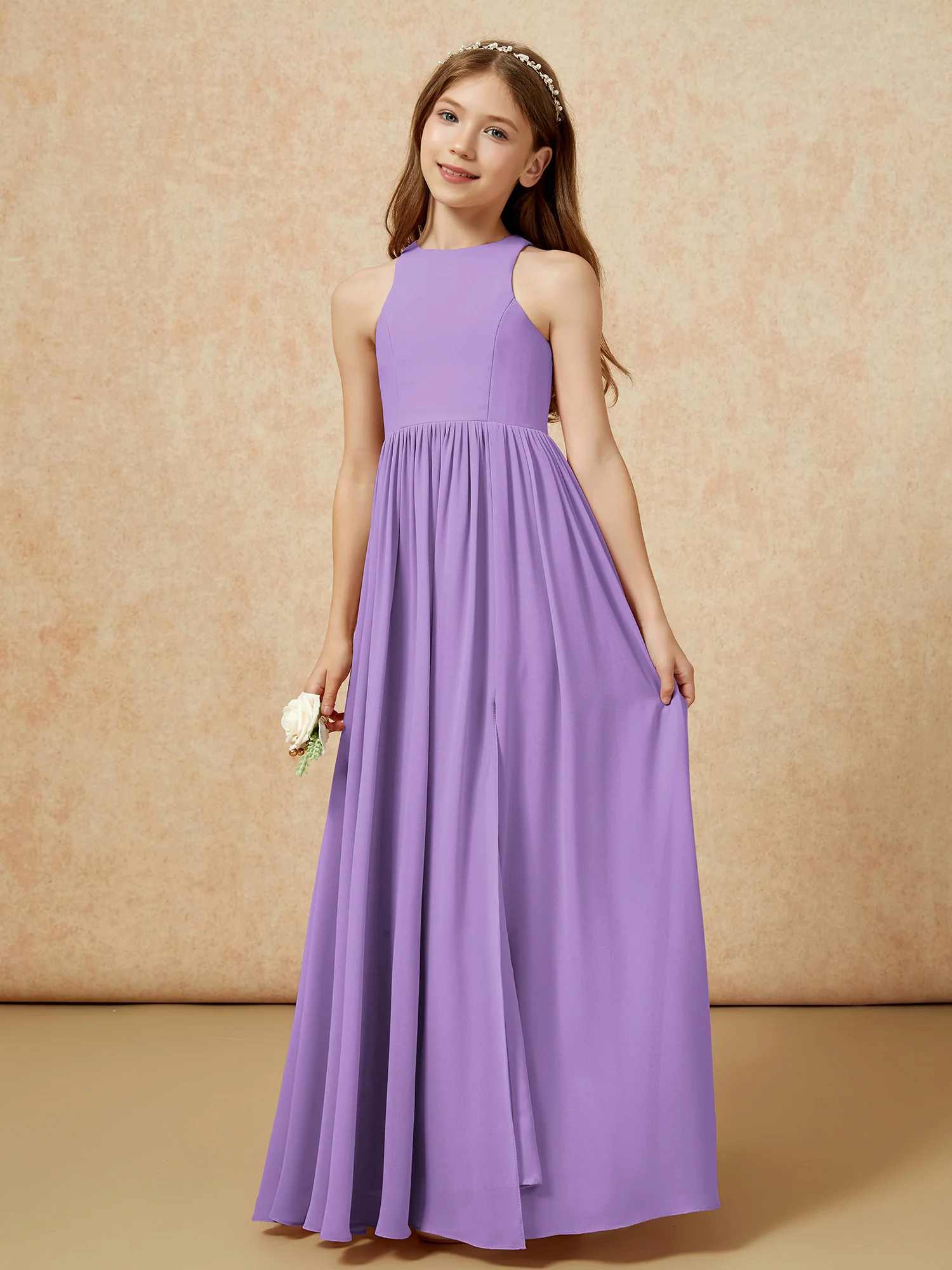 Simple sleeveless chiffon Junior Bridesmaid Dress Tahiti - Image 6