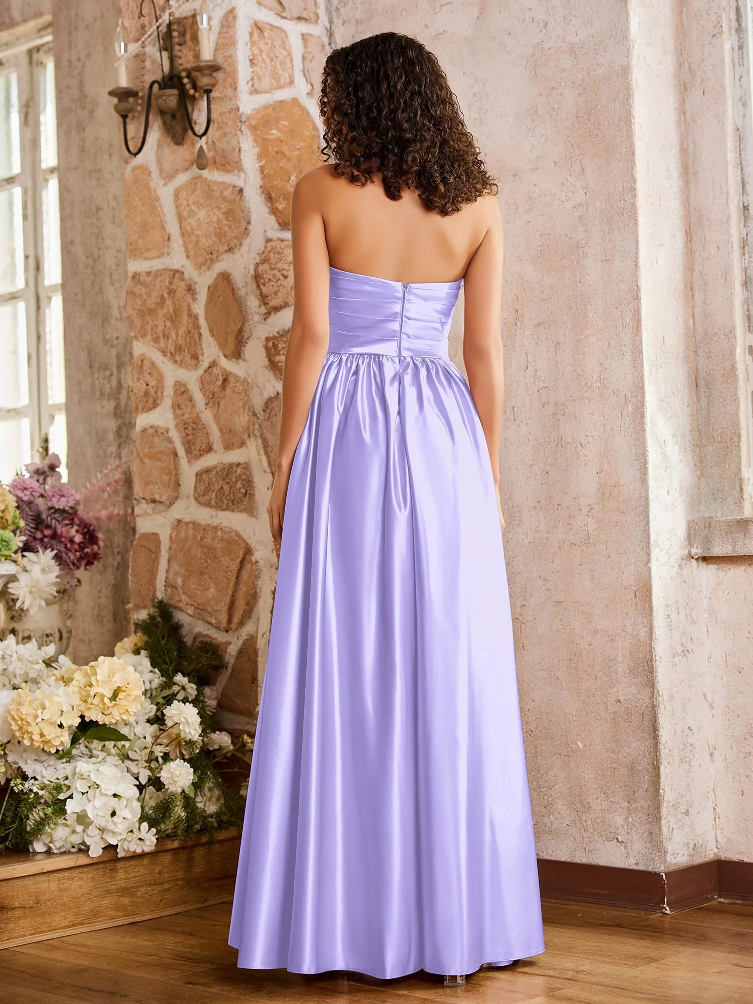 Sleeveless Floor-length High Slit Dresses Lilac - Image 2