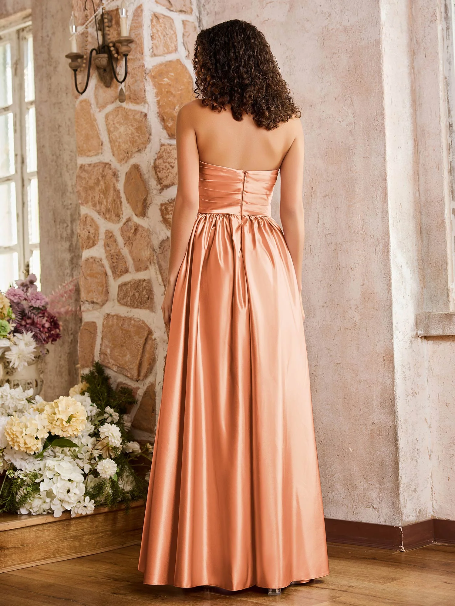 Sleeveless Floor-length High Slit Dresses Papaya - Image 2