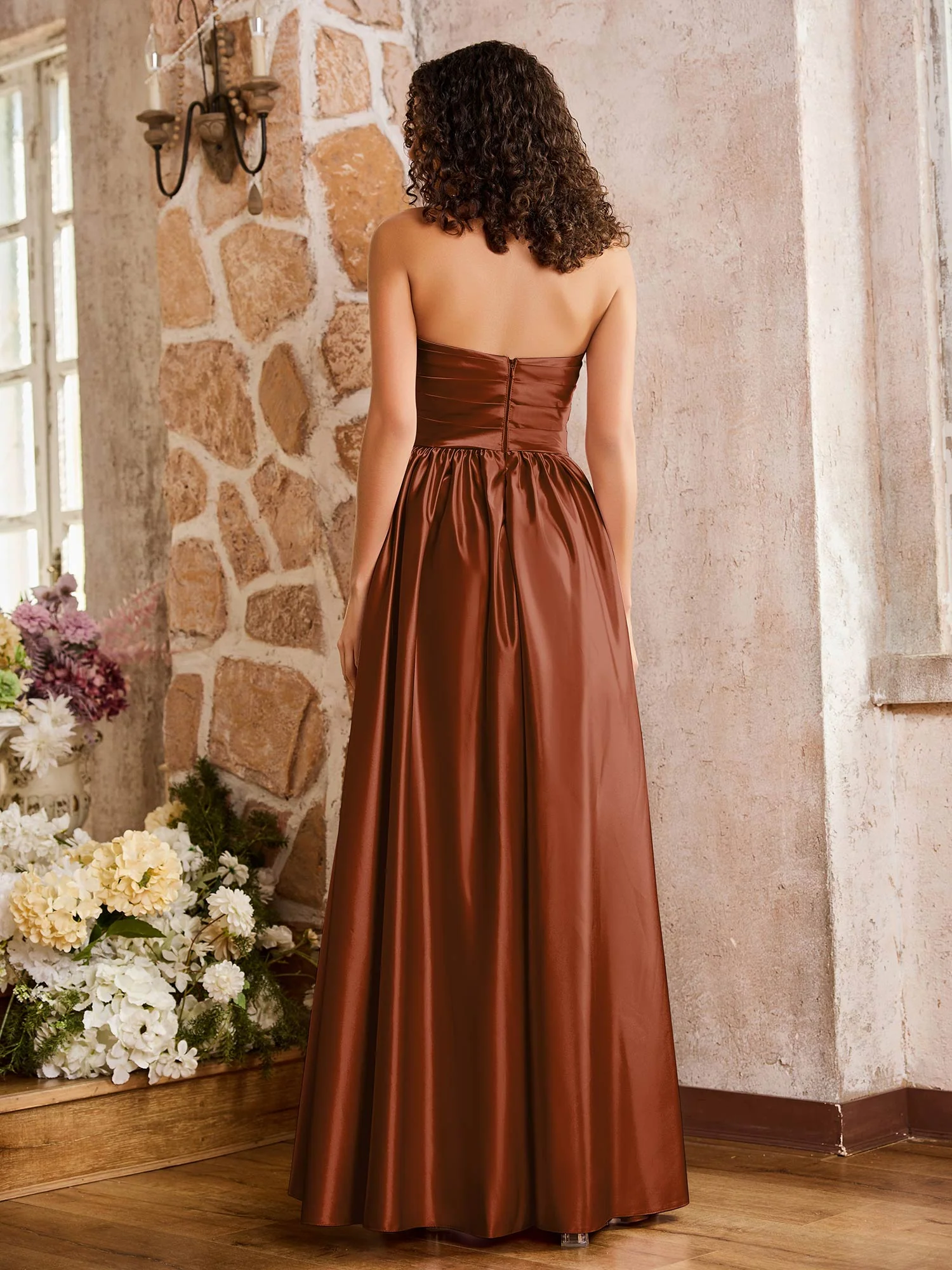 Sleeveless Floor-length High Slit Dresses Terracotta - Image 2