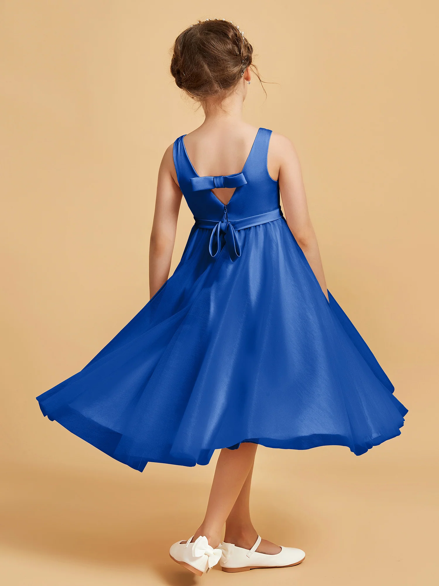 Sleeveless V-Neck Girl's Dress Royal Blue - Image 2