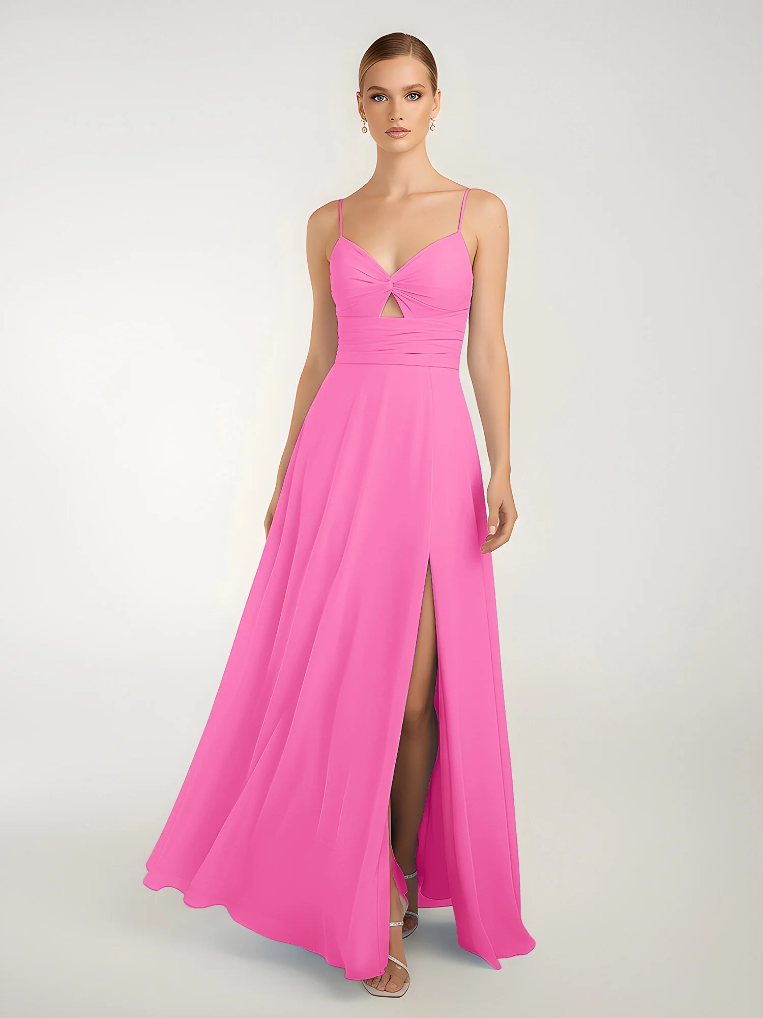 Chiffon A-Line Criss-Cross Straps Dresses With Slit Azalea - Image 3
