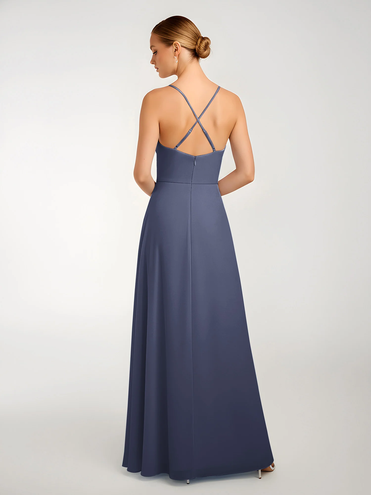 Chiffon A-Line Criss-Cross Straps Dresses With Slit Stormy - Image 2