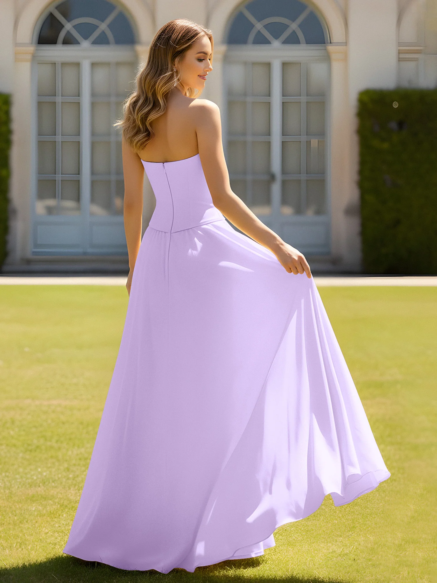 A-Line Sweetheart Chiffon Minimal Prom Dress Lilac - Image 2