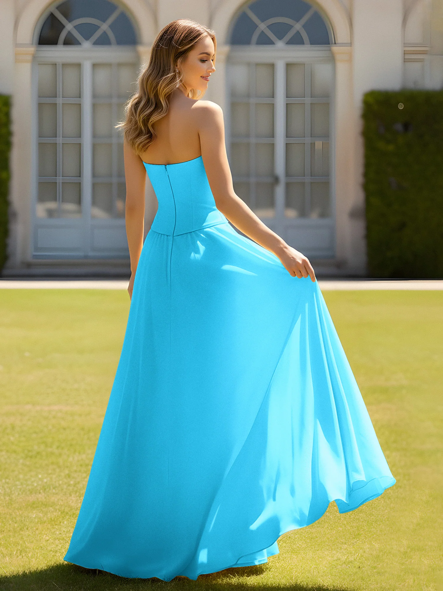 A-Line Sweetheart Chiffon Minimal Prom Dress Pool - Image 2