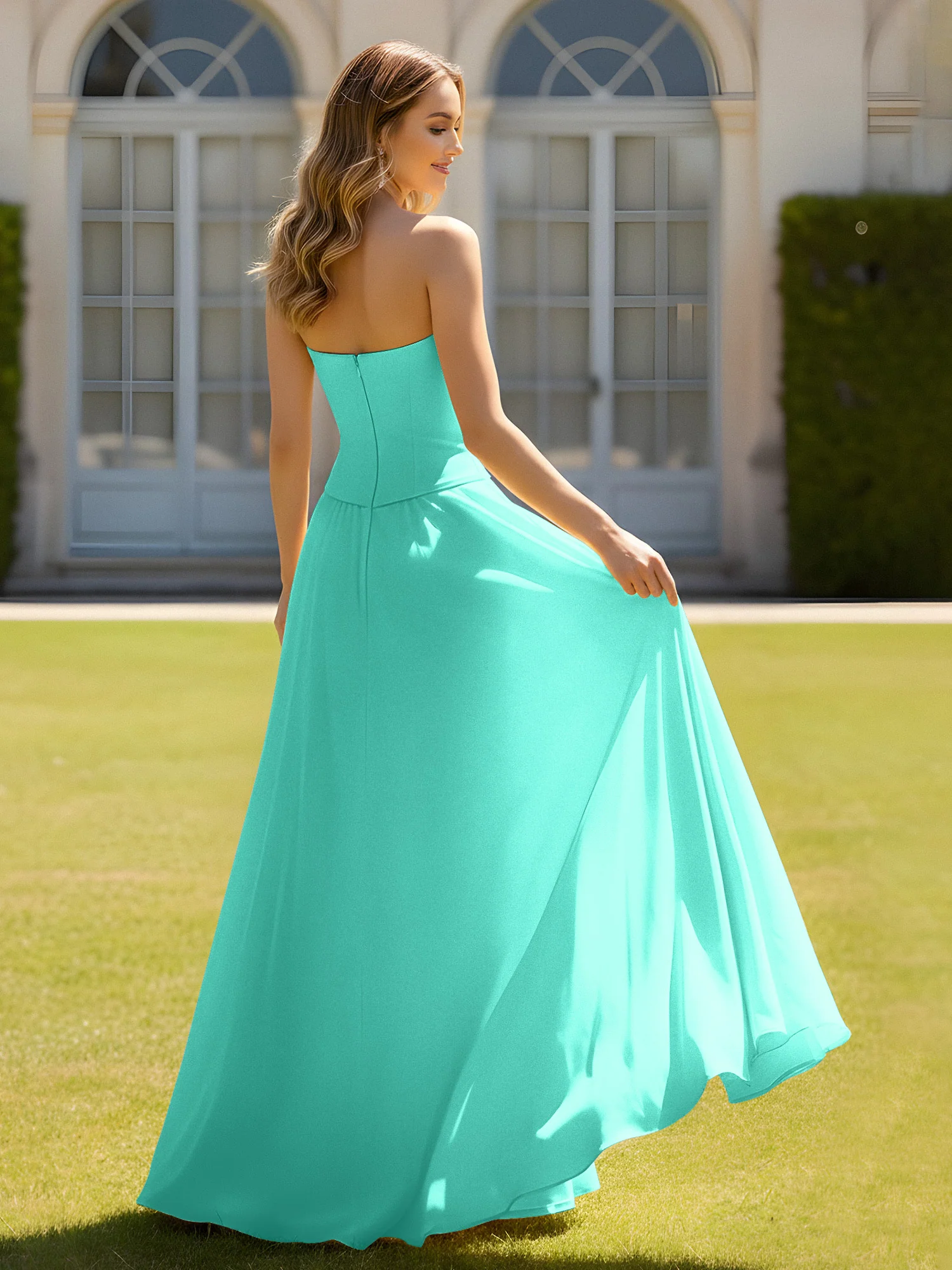 A-Line Sweetheart Chiffon Minimal Prom Dress Spa - Image 2