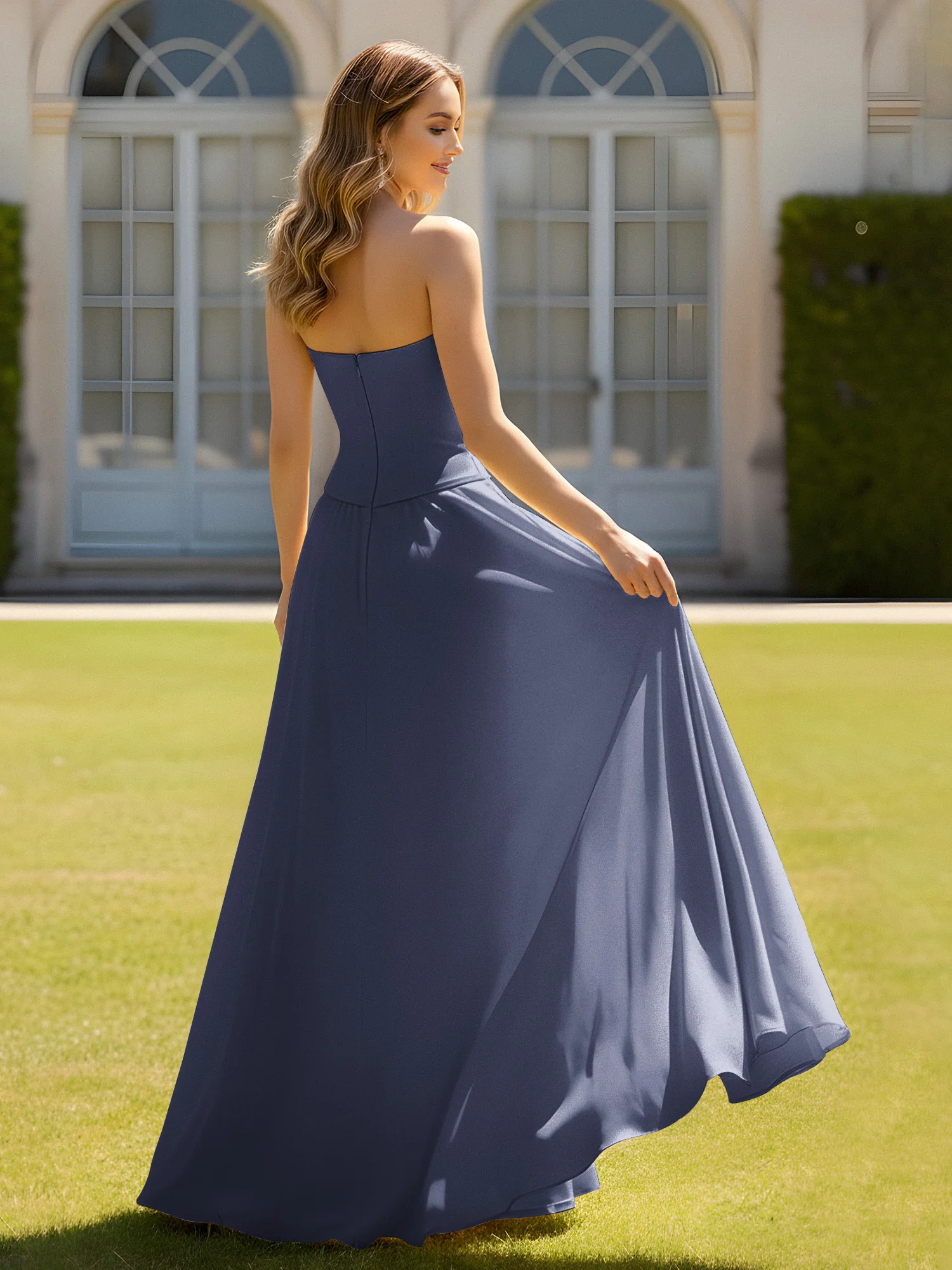 A-Line Sweetheart Chiffon Minimal Prom Dress Stormy - Image 2