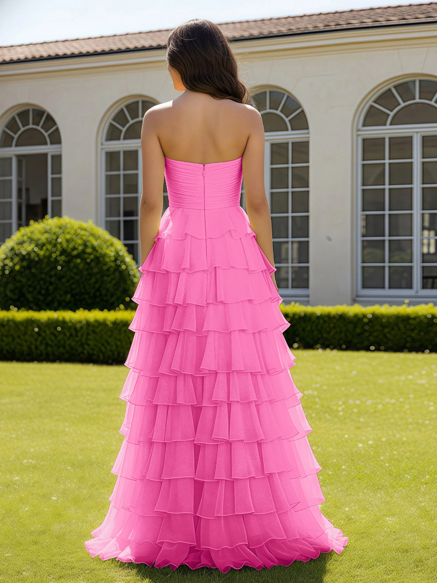 Chiffon Ruffle Sweetheart Prom Dress With Slit Azalea - Image 2