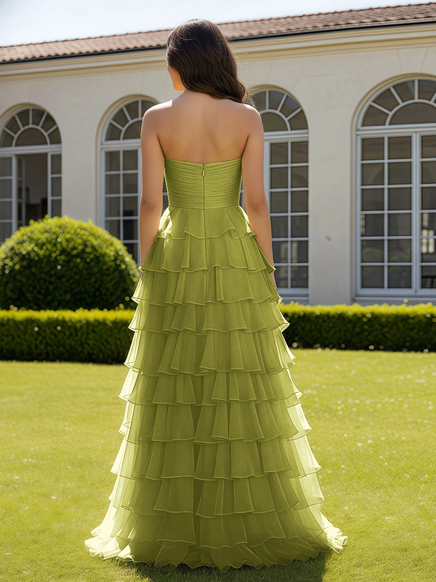 Chiffon Ruffle Sweetheart Prom Dress With Slit Clover - Image 2