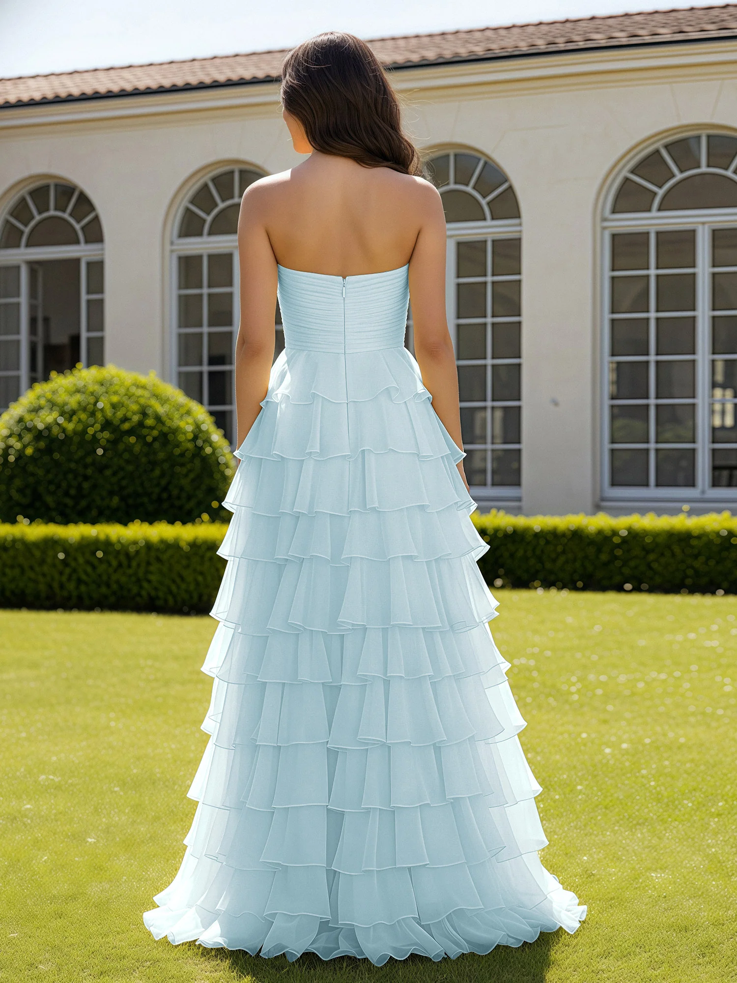 Chiffon Ruffle Sweetheart Prom Dress With Slit Mist - Image 2