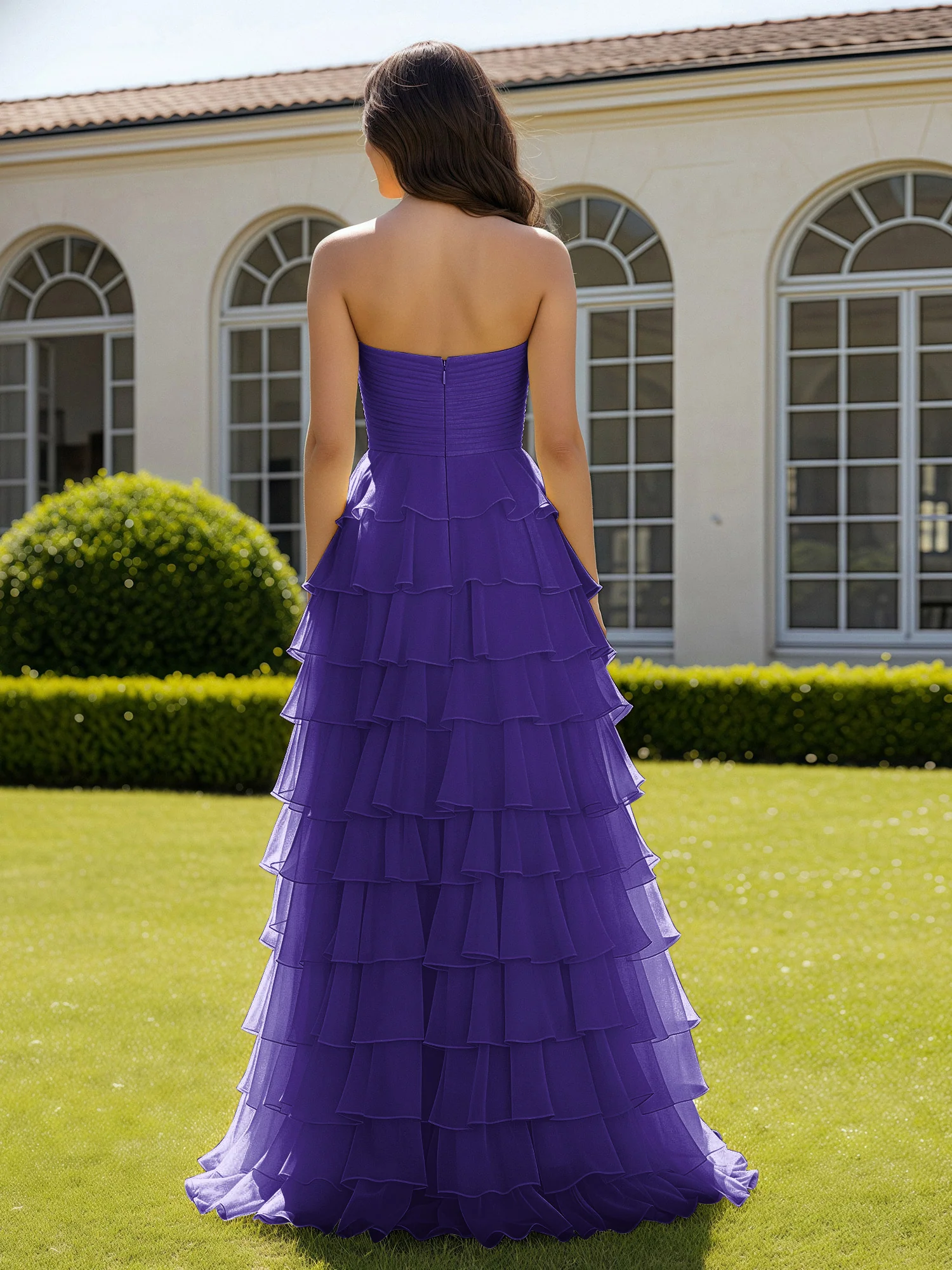 Chiffon Ruffle Sweetheart Prom Dress With Slit Regency - Image 2